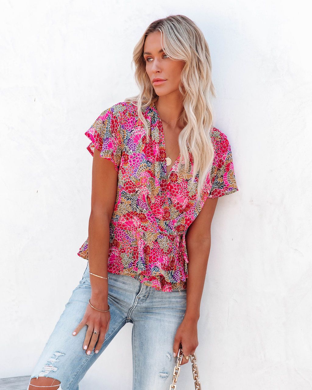 Villa For The Summer Floral Wrap Top sold by Vici product image thumbnail 5