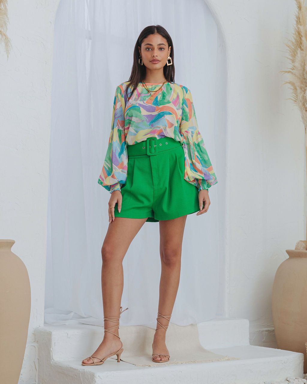 Shades Of Paradise Printed Balloon Sleeve Top sold by Vici product image thumbnail 3