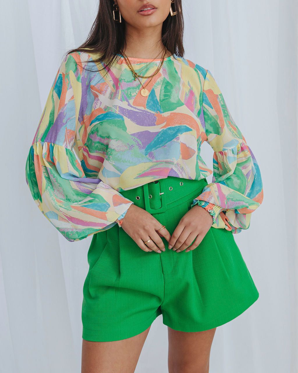 Shades Of Paradise Printed Balloon Sleeve Top sold by Vici product image thumbnail 2