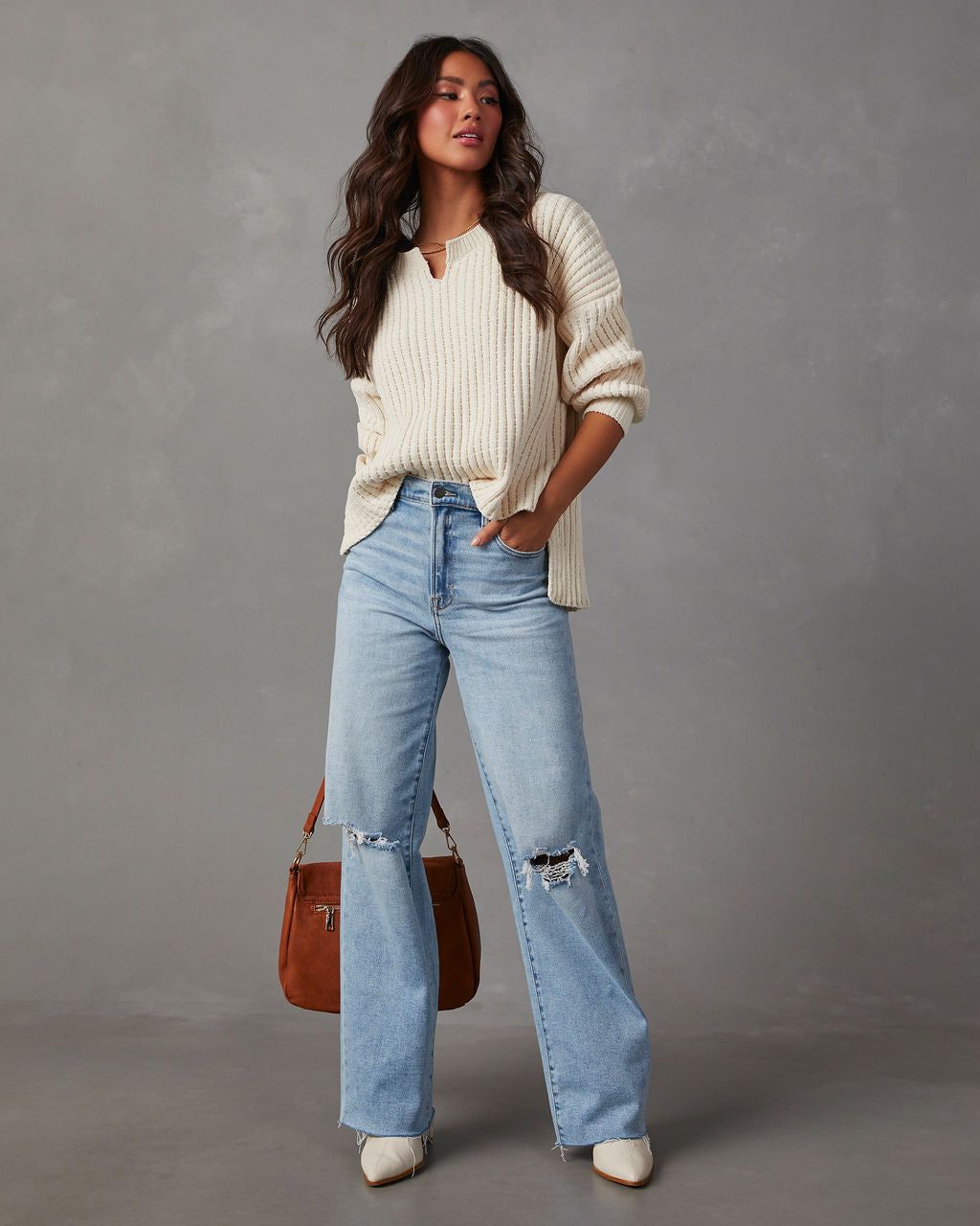 Liberty Chunky Knit Sweater - Cream sold by Vici product image thumbnail 2