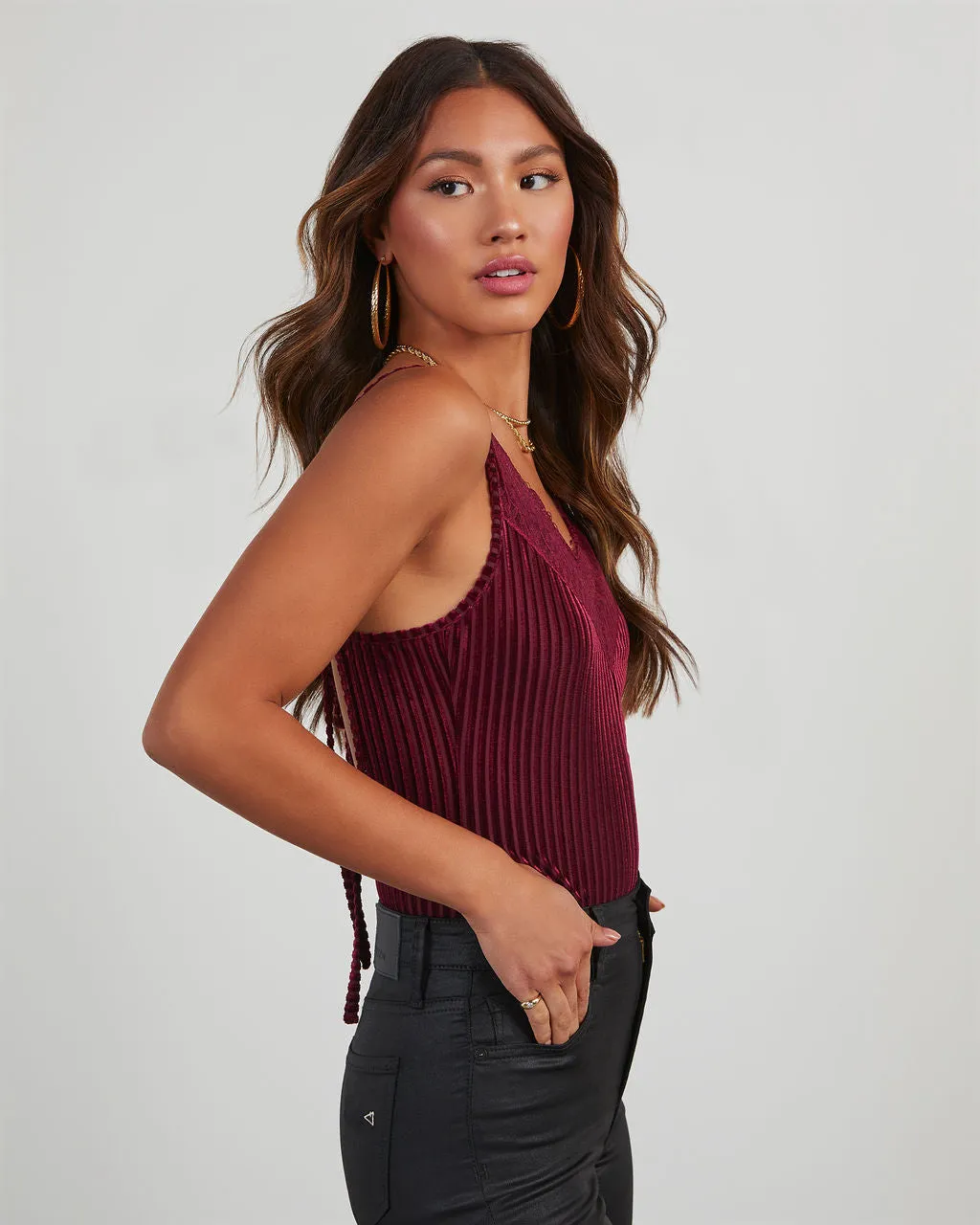 Dayna Lace Trim Velvet Bodysuit sold by Vici product image thumbnail 3