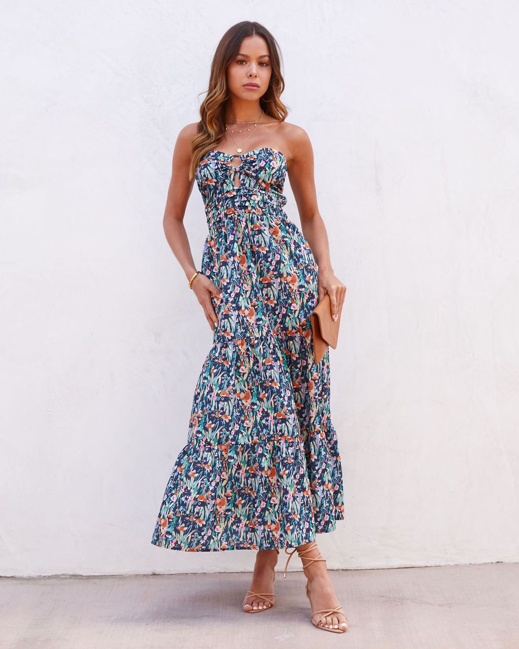 Hidden Paradise Floral Tiered Midi Dress - FINAL SALE sold by Vici product image thumbnail 4