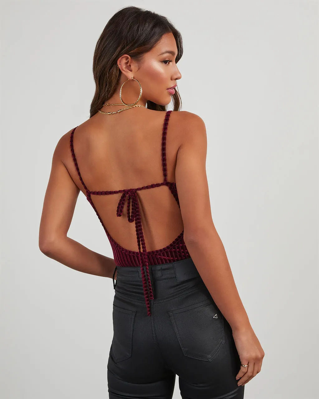 Dayna Lace Trim Velvet Bodysuit sold by Vici product image thumbnail 4