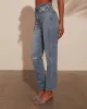 Maren High Rise Distressed Straight Leg Jeans sold by Vici