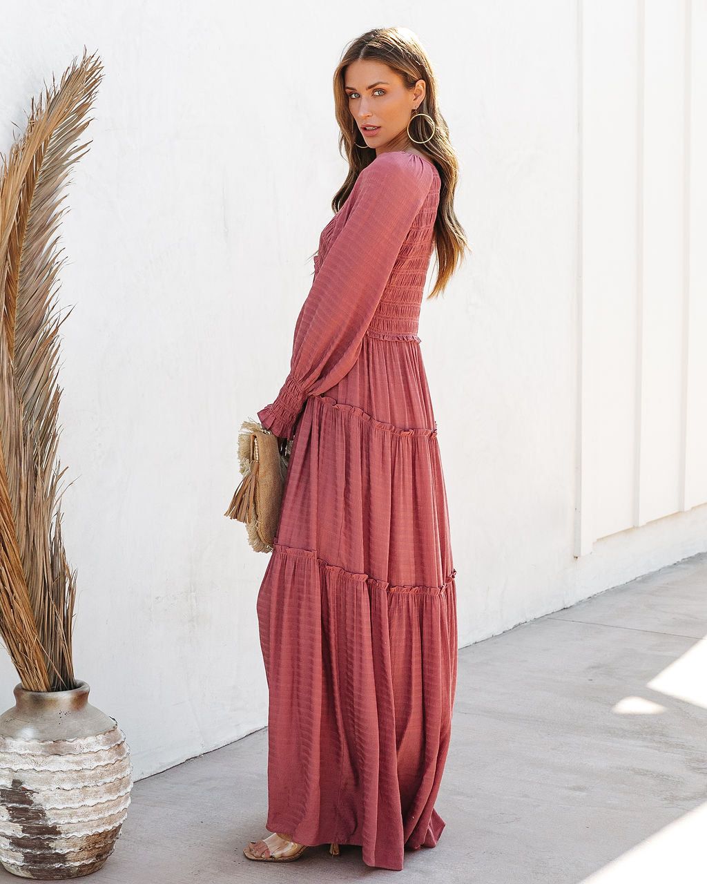 Penny Smocked Tiered Maxi Dress - Rose - FINAL SALE sold by Vici product image thumbnail 5