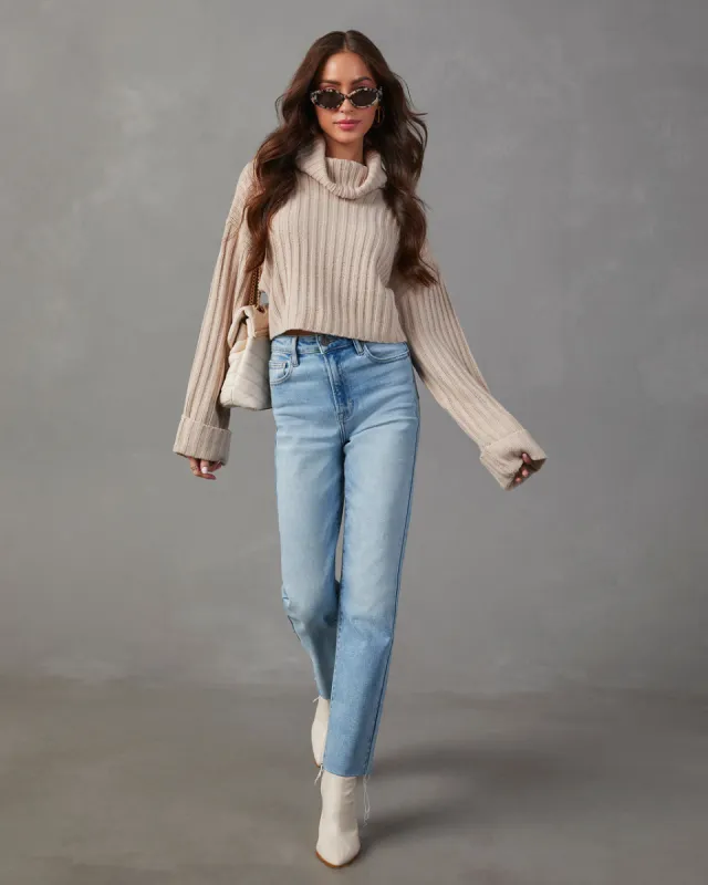 Arielle Ribbed Knit Turtleneck Crop Sweater sold by Vici