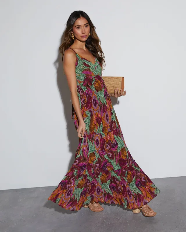 Cristal V-Neck Tropical Print Maxi Dress sold by Vici