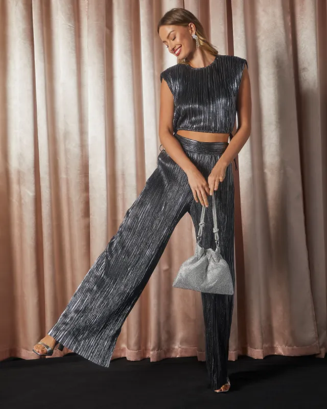 Sinclair Metallic Plisse Trouser Pants sold by Vici