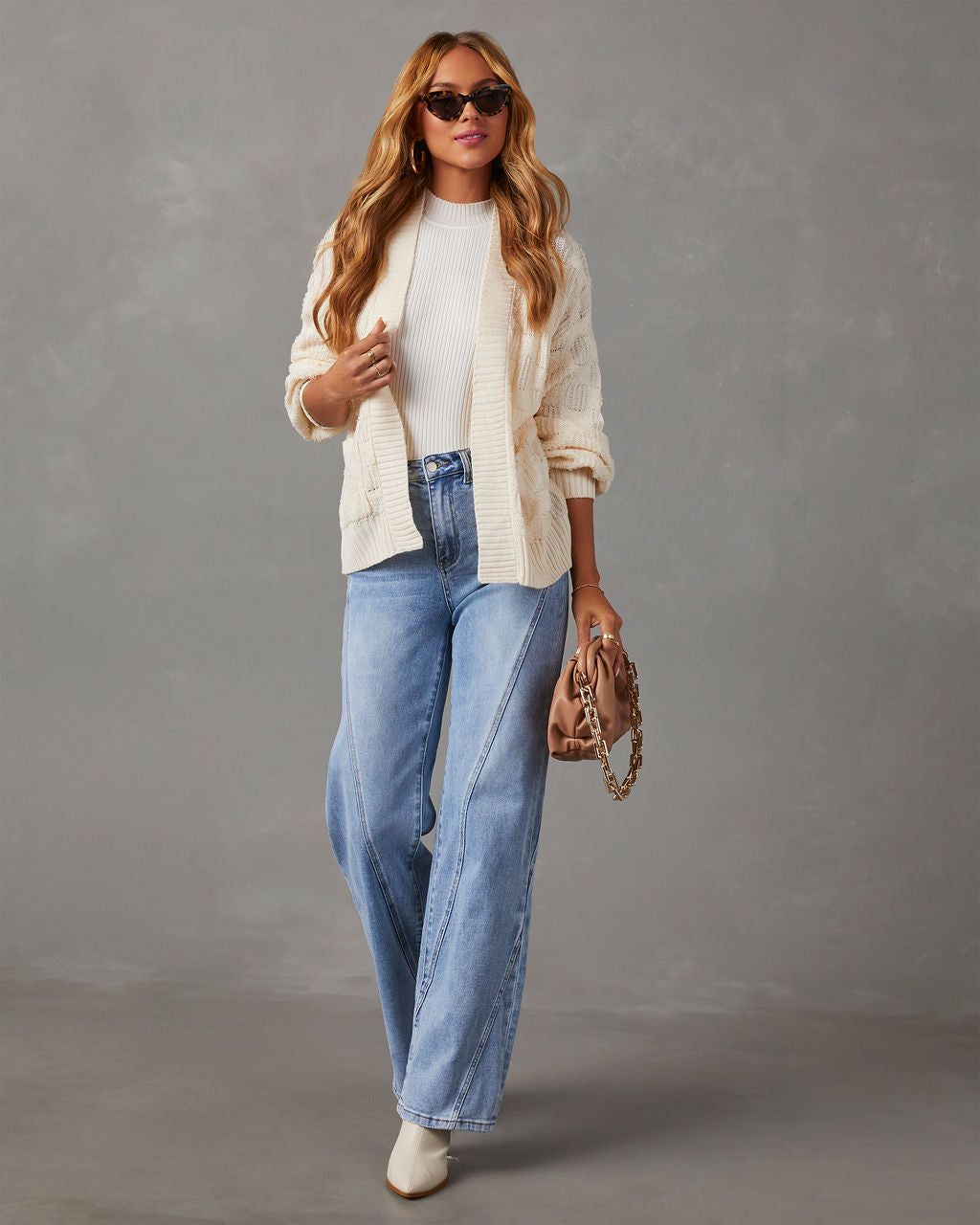 Empire Checkered Cardigan - Cream sold by Vici product image thumbnail 6