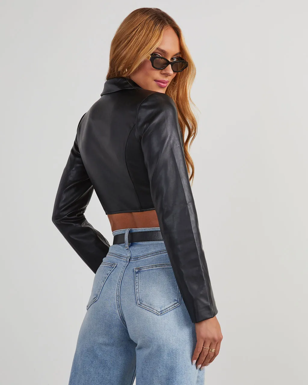 Novo Cropped Faux Leather Jacket sold by Vici product image thumbnail 5