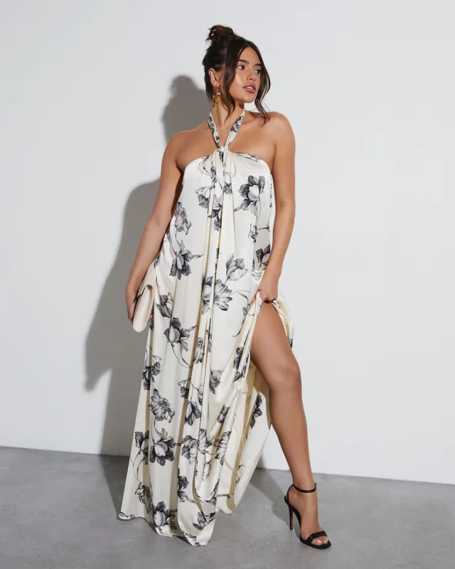 Seville Satin Halter Maxi Dress sold by Vici