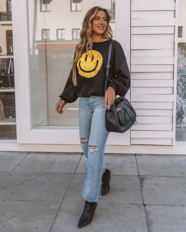 Smiling Heart Cotton Blend Pullover - Black - FINAL SALE sold by Vici