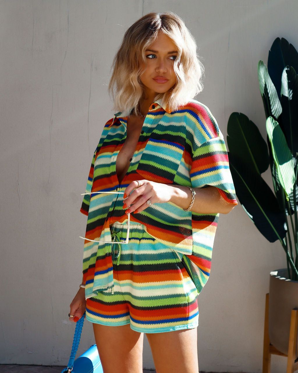 Barbados Vacay Striped Pocketed Drawstring Shorts - FINAL SALE sold by Vici product image thumbnail 5