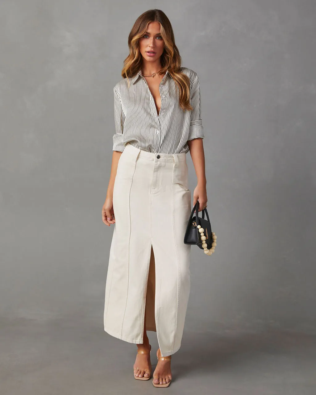 Jessey Striped Oversized Button Down Top sold by Vici product image thumbnail 2