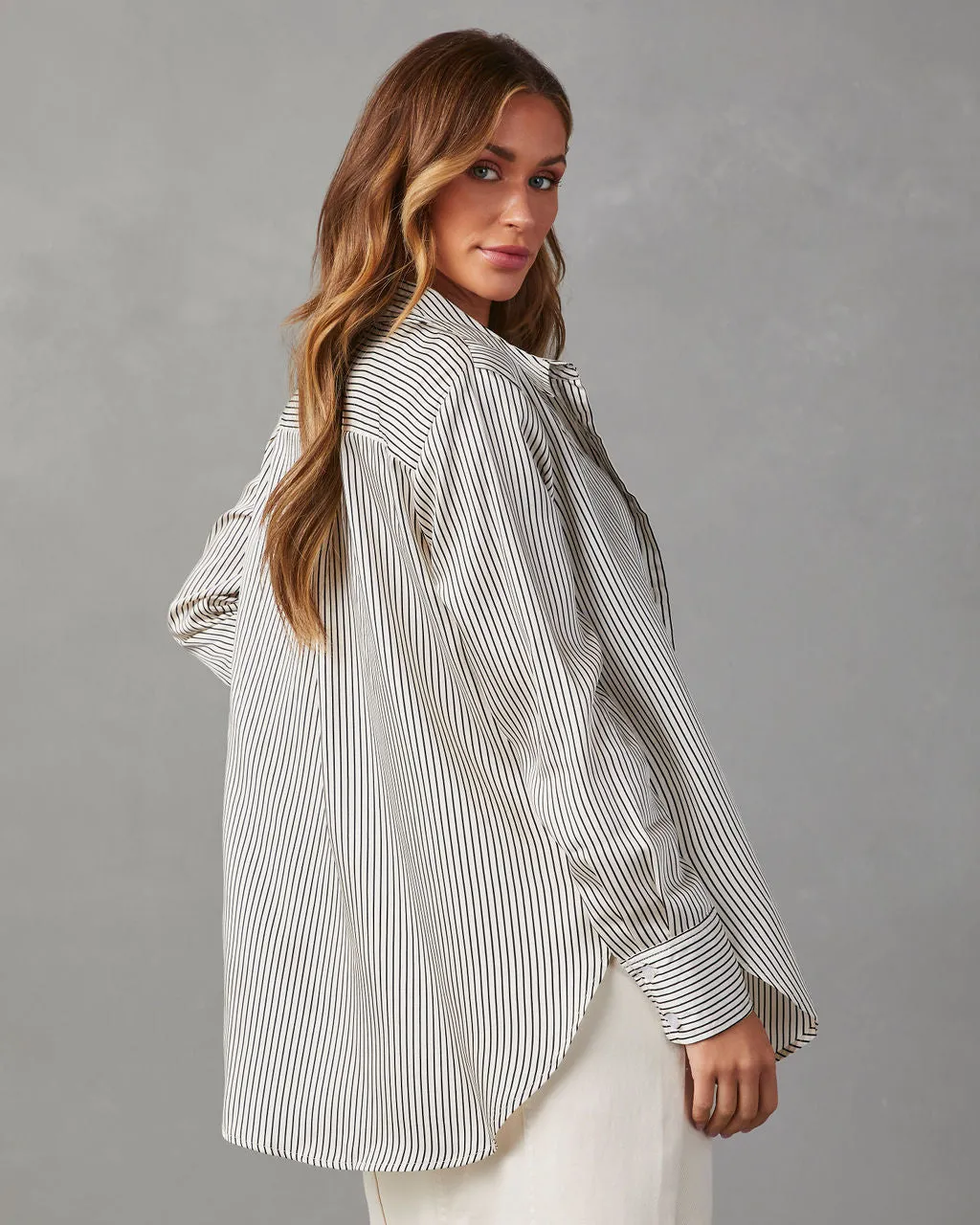 Jessey Striped Oversized Button Down Top sold by Vici product image thumbnail 4