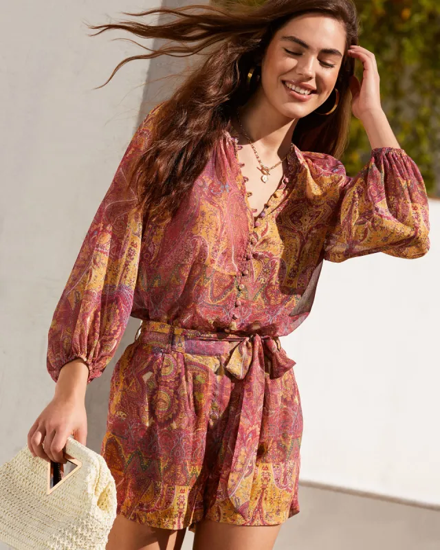 Waverly Paisley Long Sleeve Blouse sold by Vici