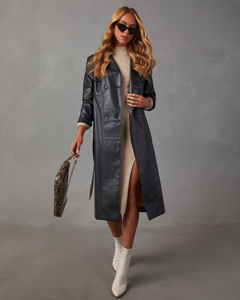 Constantine Faux Leather Trench Coat sold by Vici product image thumbnail 5