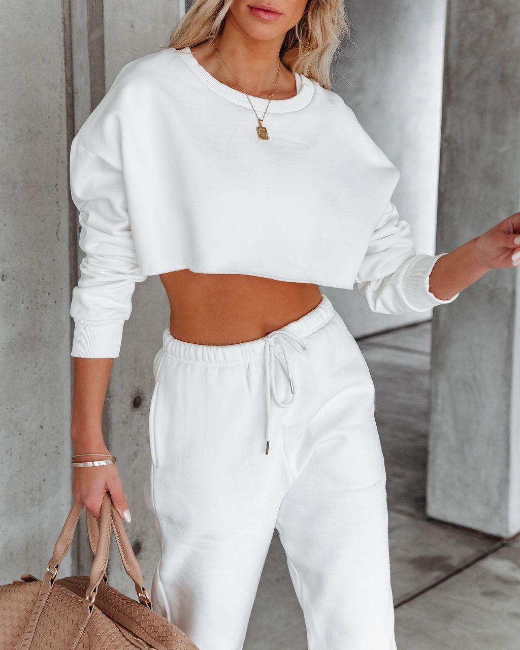 Jordyn Cotton Blend Cropped Sweatshirt - White - FINAL SALE sold by Vici product image thumbnail 7