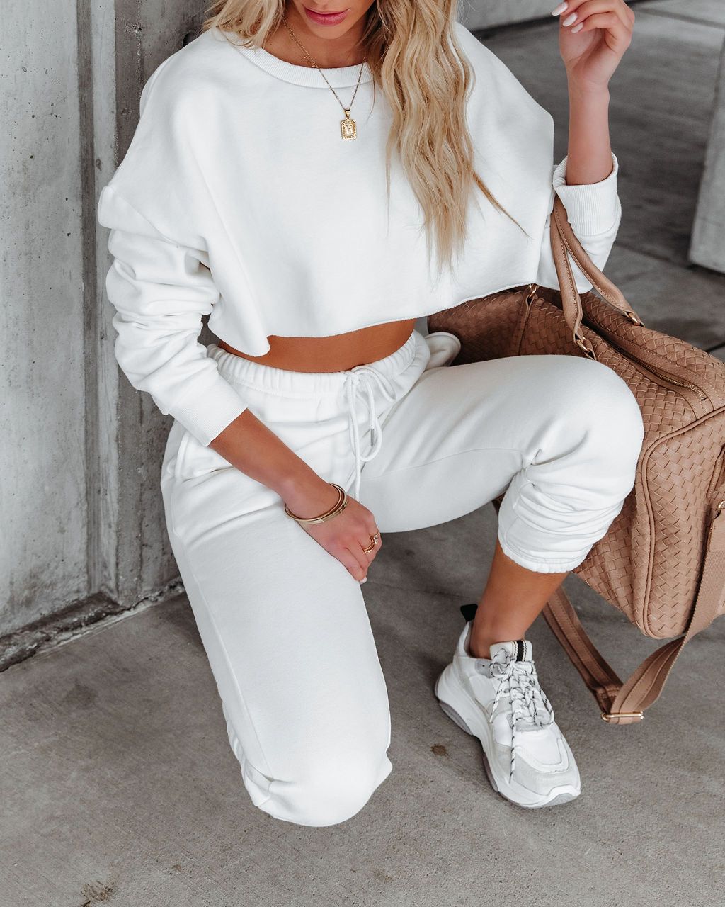 Jordyn Cotton Blend Cropped Sweatshirt - White - FINAL SALE sold by Vici product image thumbnail 5