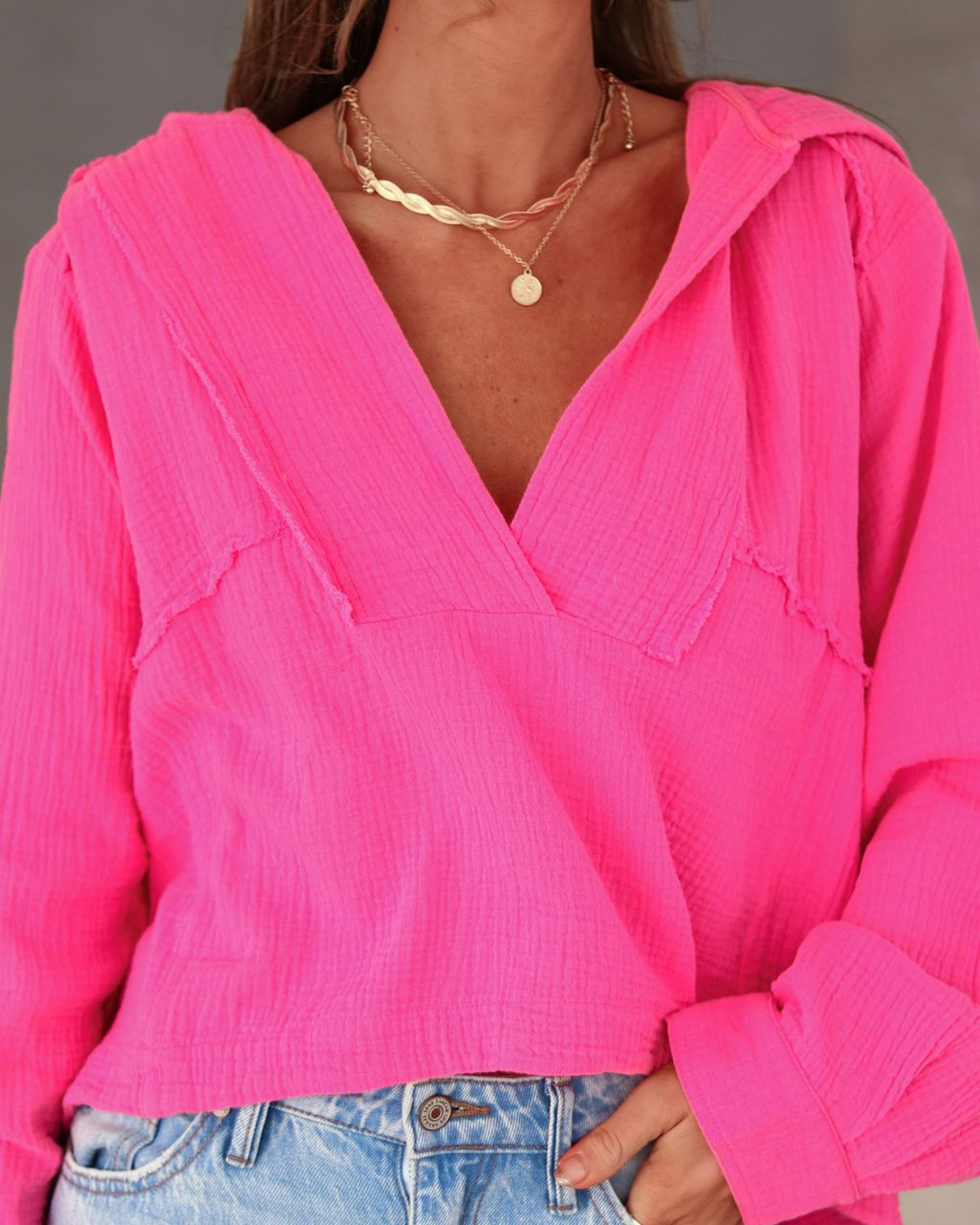 Piper Cotton Hooded Top - Bubblegum - FINAL SALE sold by Vici product image thumbnail 2
