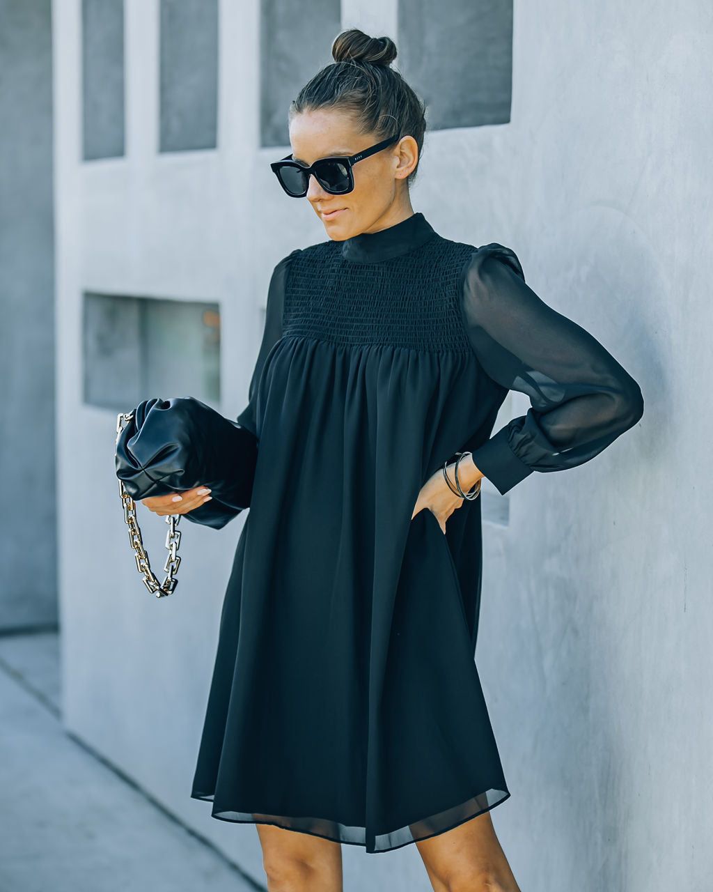 Kolly Smocked Babydoll Dress - Black - FINAL SALE sold by Vici product image thumbnail 7