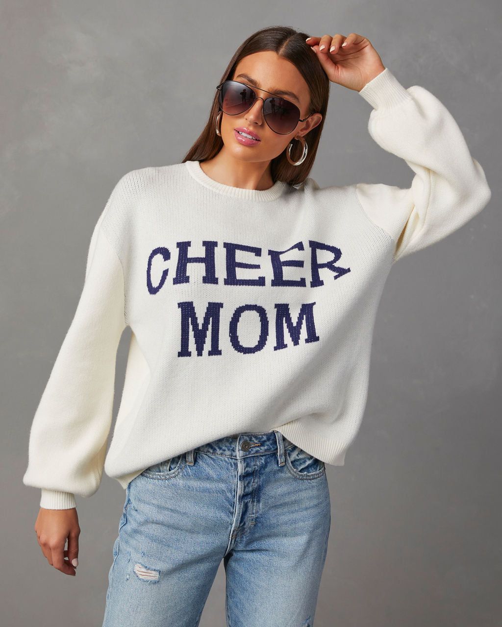 Cheer Mom Knit Pullover Sweater sold by Vici product image thumbnail 2