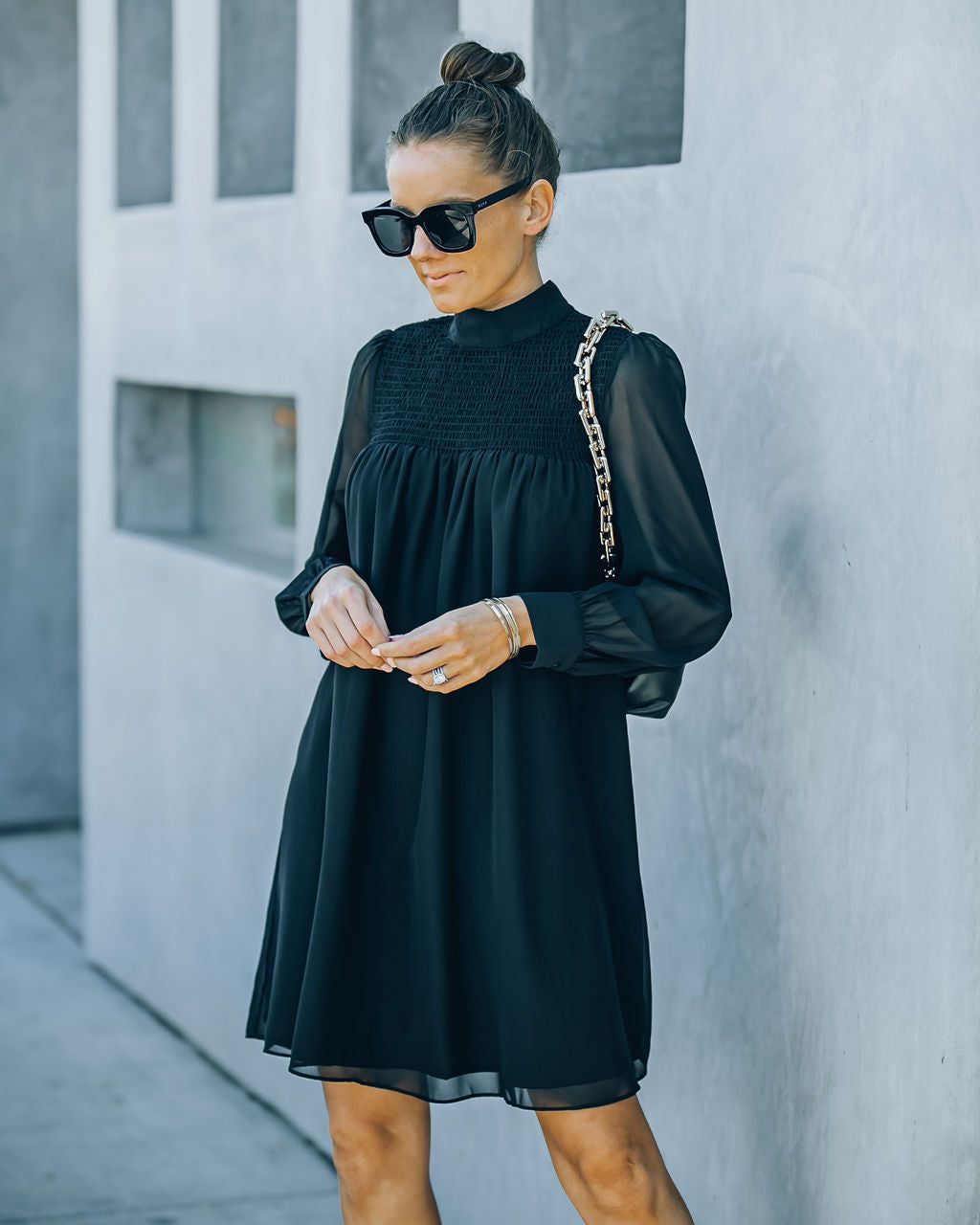 Kolly Smocked Babydoll Dress - Black - FINAL SALE sold by Vici product image thumbnail 9