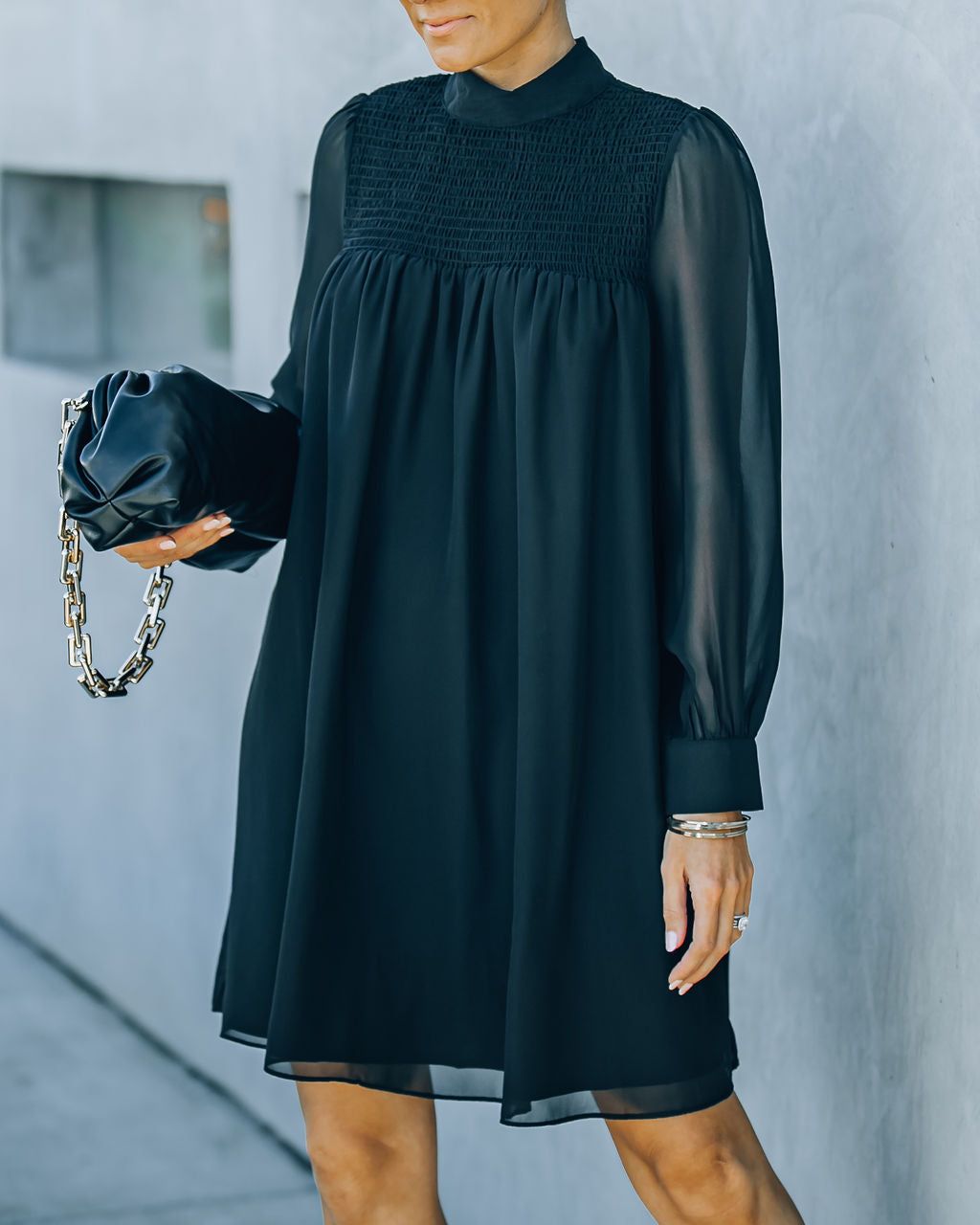 Kolly Smocked Babydoll Dress - Black - FINAL SALE sold by Vici product image thumbnail 5