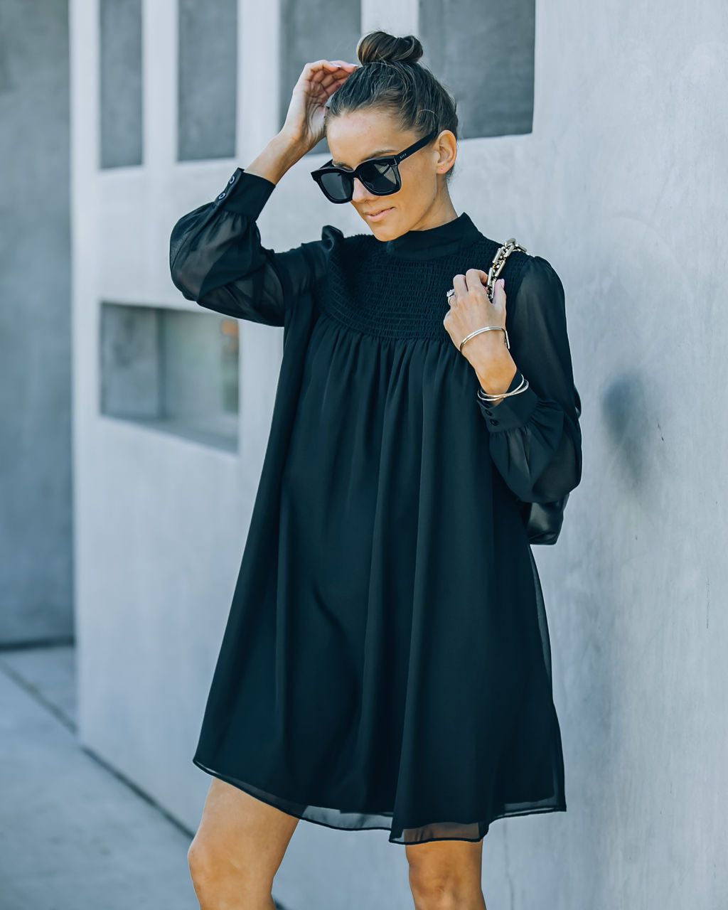 Kolly Smocked Babydoll Dress - Black - FINAL SALE sold by Vici product image thumbnail 3