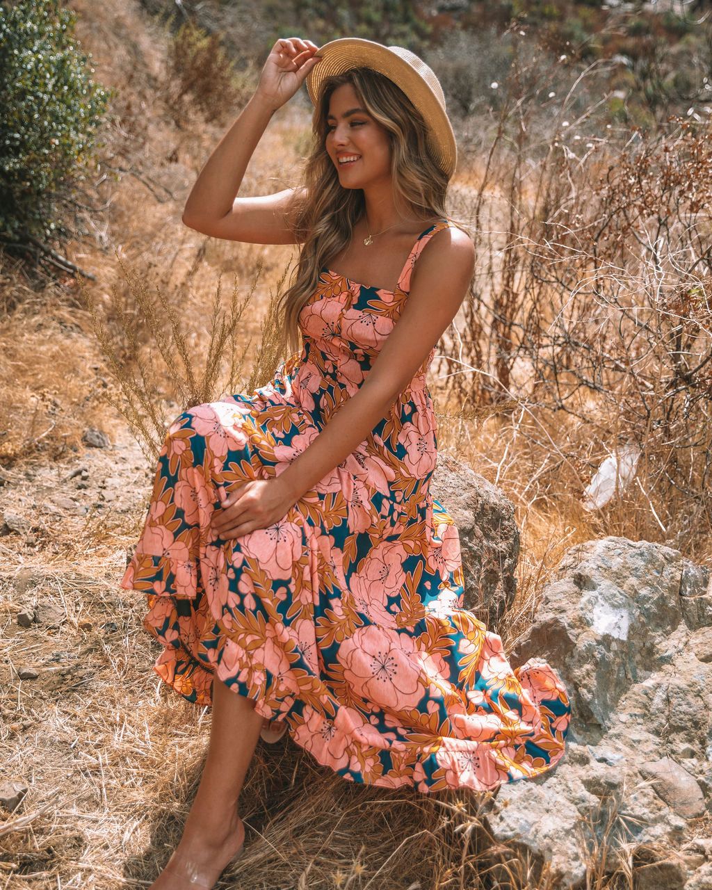 Nisha Floral Button Down Tiered Maxi Dress - FINAL SALE sold by Vici product image thumbnail 9