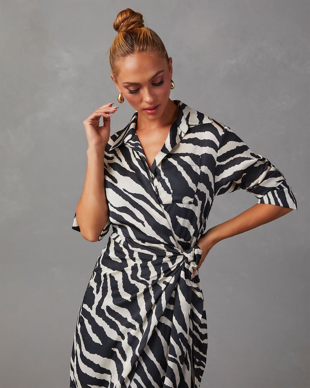 Wild Elegance Zebra Print Maxi Dress - Black/White sold by Vici product image thumbnail 5