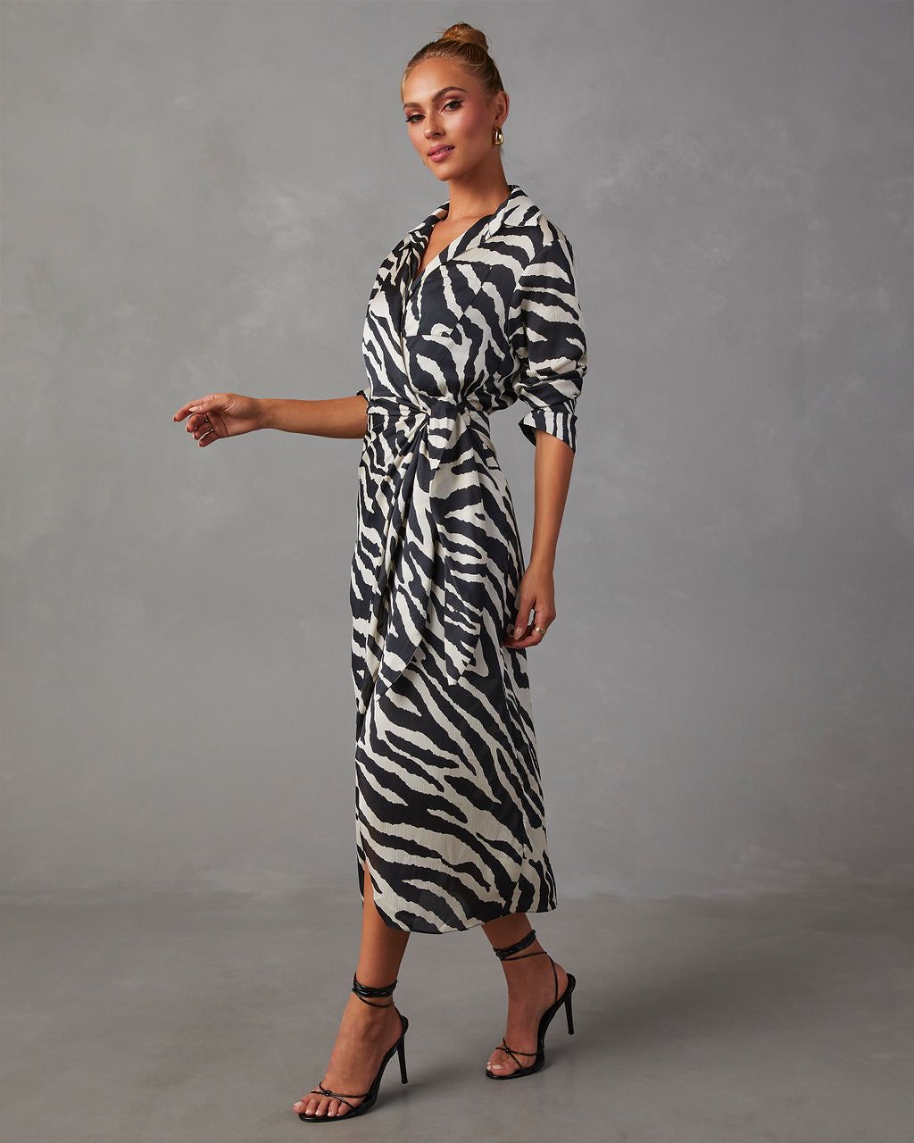 Wild Elegance Zebra Print Maxi Dress - Black/White sold by Vici product image thumbnail 3