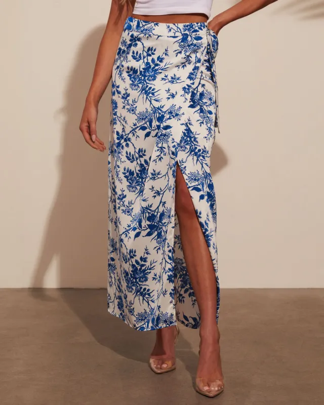 Malvina Printed Wrap Midi Skirt sold by Vici