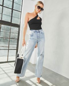 Caresha One Shoulder Cutout Crop Top sold by Vici