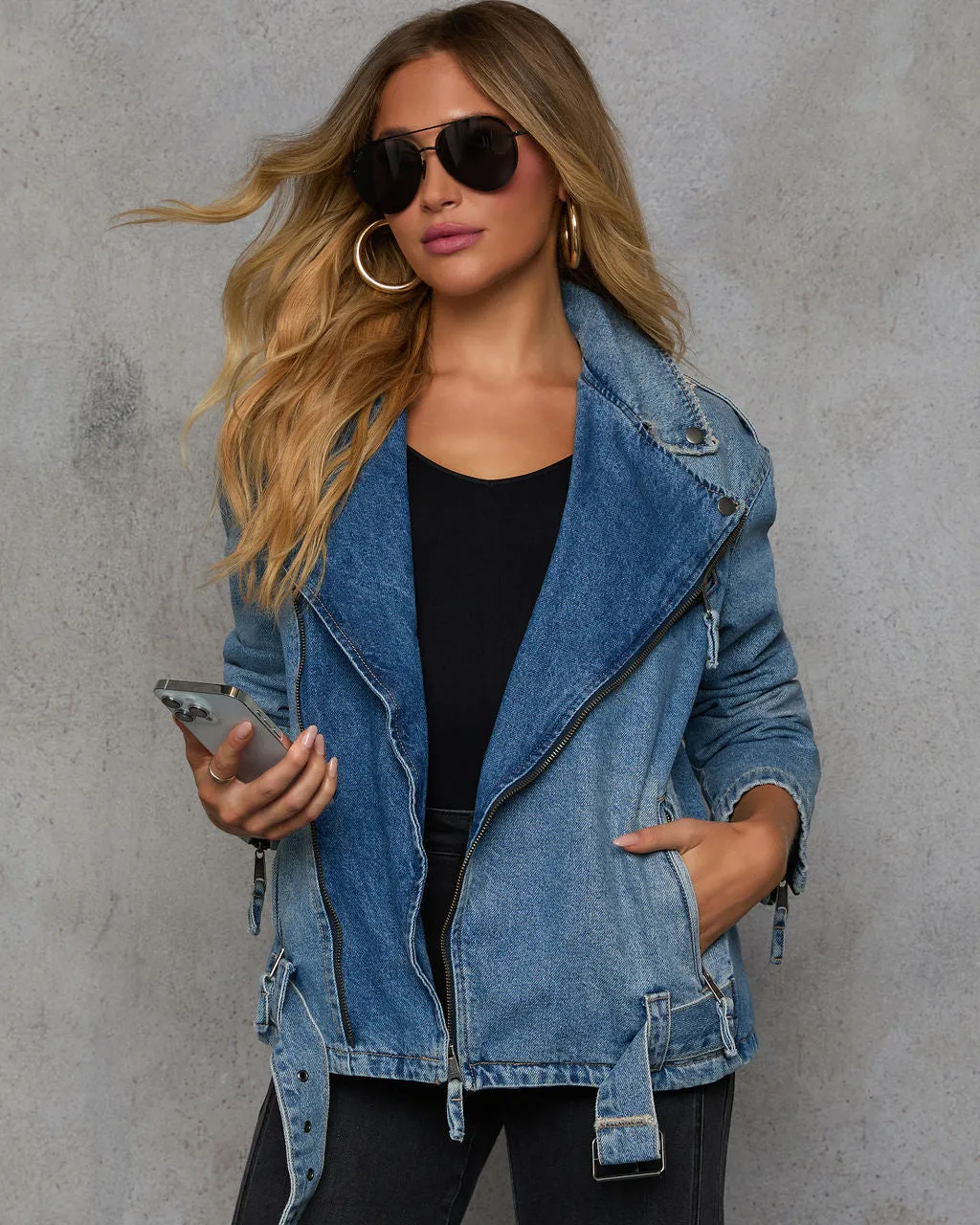 All Set Relaxed Denim Jacket sold by Vici