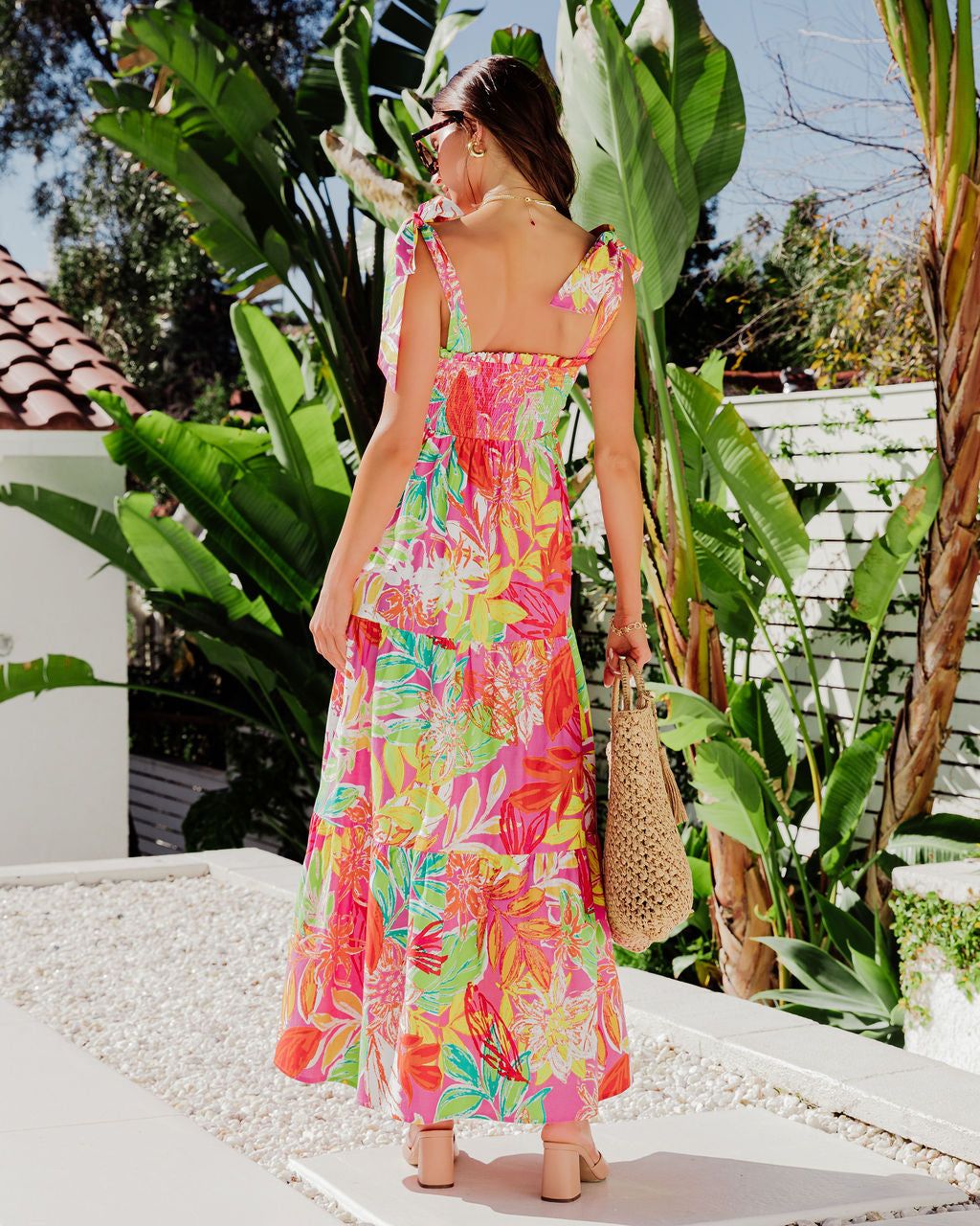 Lost In The Tropics Printed Smocked Cotton Maxi Dress - FINAL SALE sold by Vici product image thumbnail 4