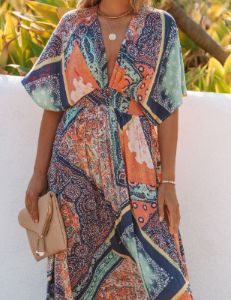 Syke Paisley Print Slit Maxi Dress - FINAL SALE sold by Vici
