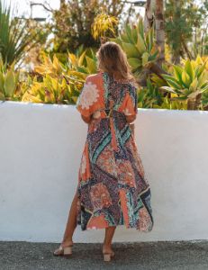Syke Paisley Print Slit Maxi Dress - FINAL SALE sold by Vici