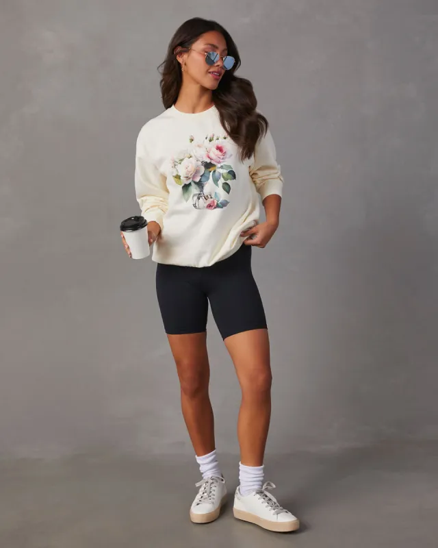 Simple Blooms Oversized Floral Graphic Sweatshirt sold by Vici