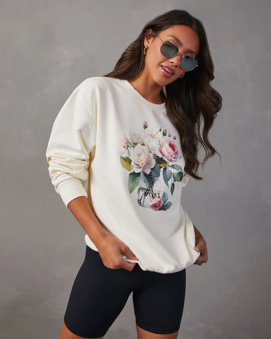 Simple Blooms Oversized Floral Graphic Sweatshirt sold by Vici product image thumbnail 2