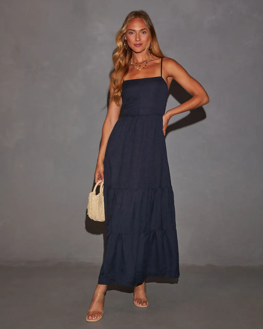 Darlene Linen Tiered Back Cutout Maxi Dress sold by Vici product image thumbnail 2