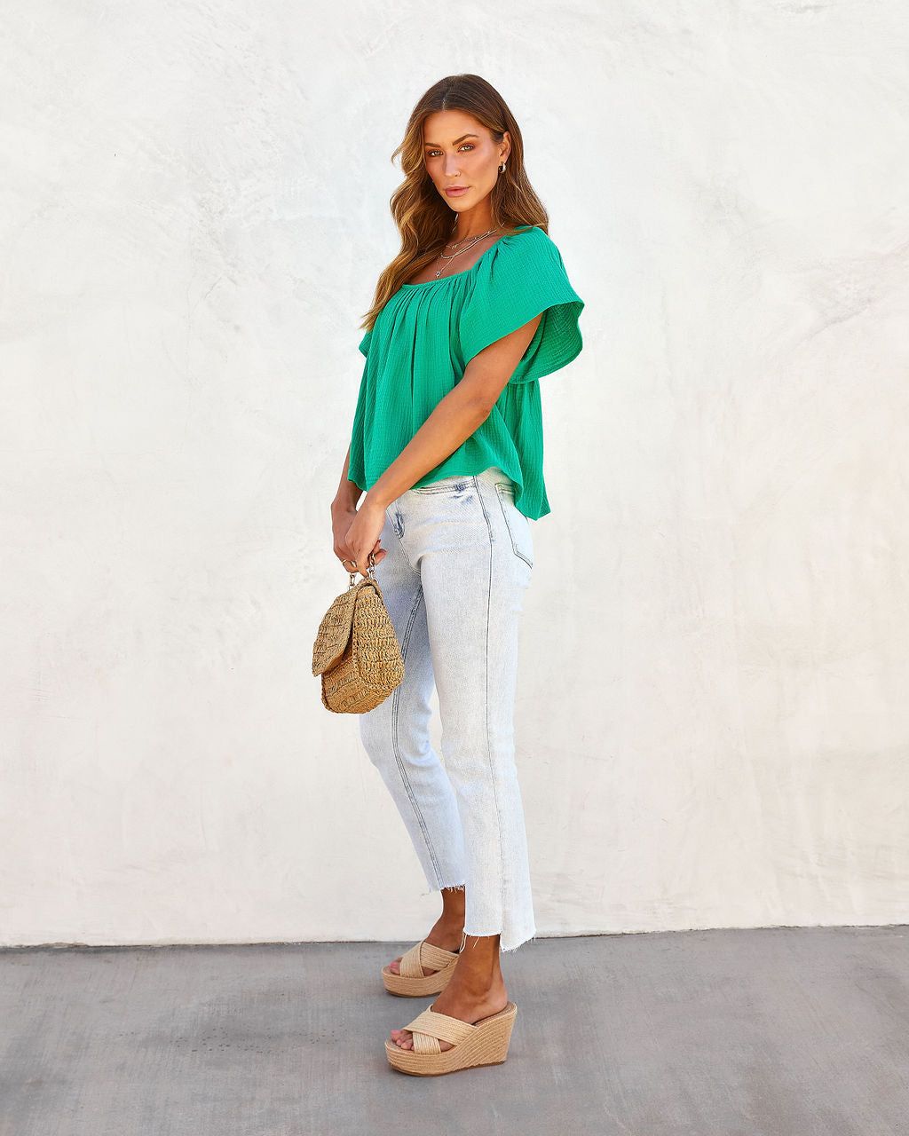Kelly Anne Cotton Babydoll Top - Green - FINAL SALE sold by Vici product image thumbnail 4
