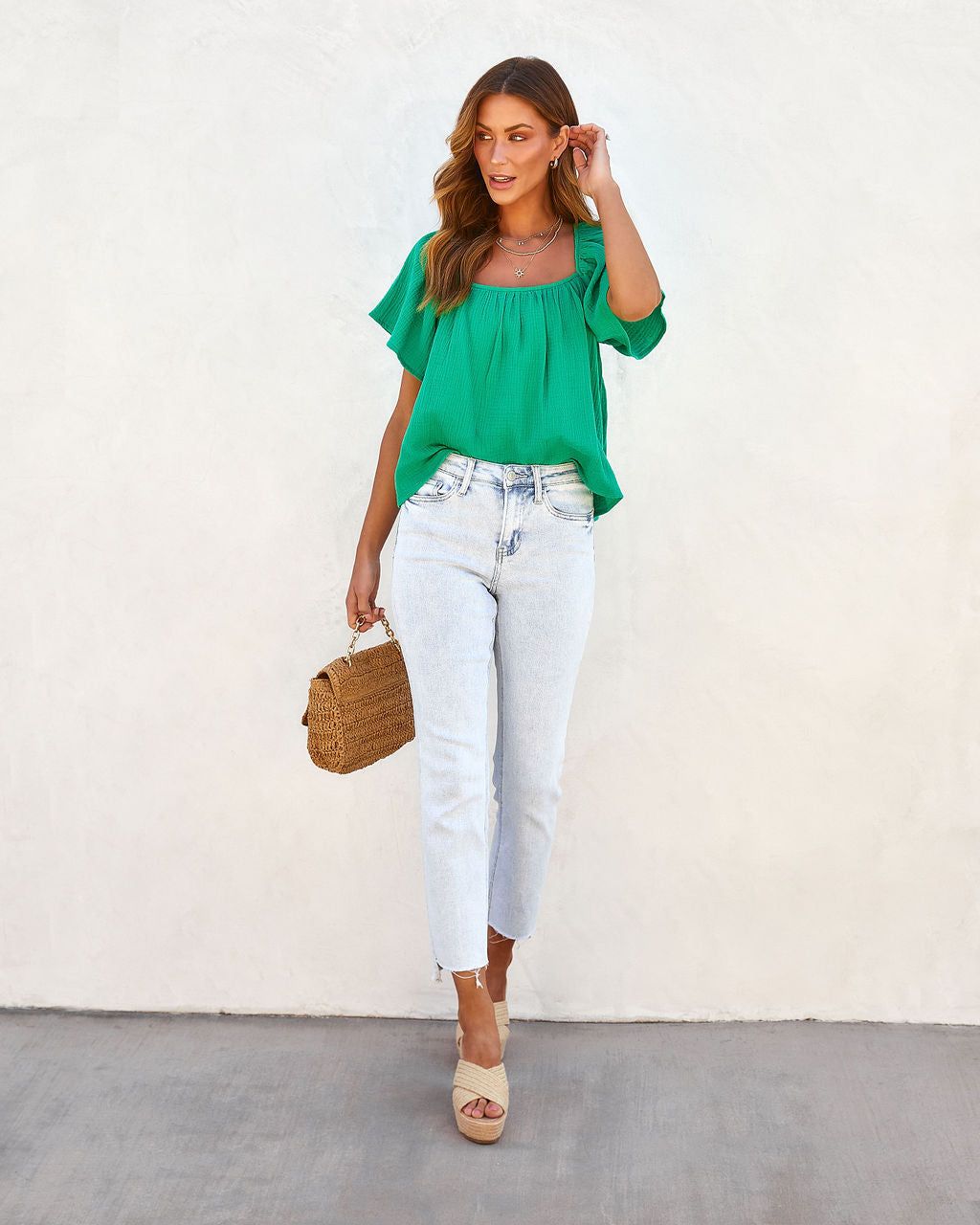Kelly Anne Cotton Babydoll Top - Green - FINAL SALE sold by Vici product image thumbnail 7