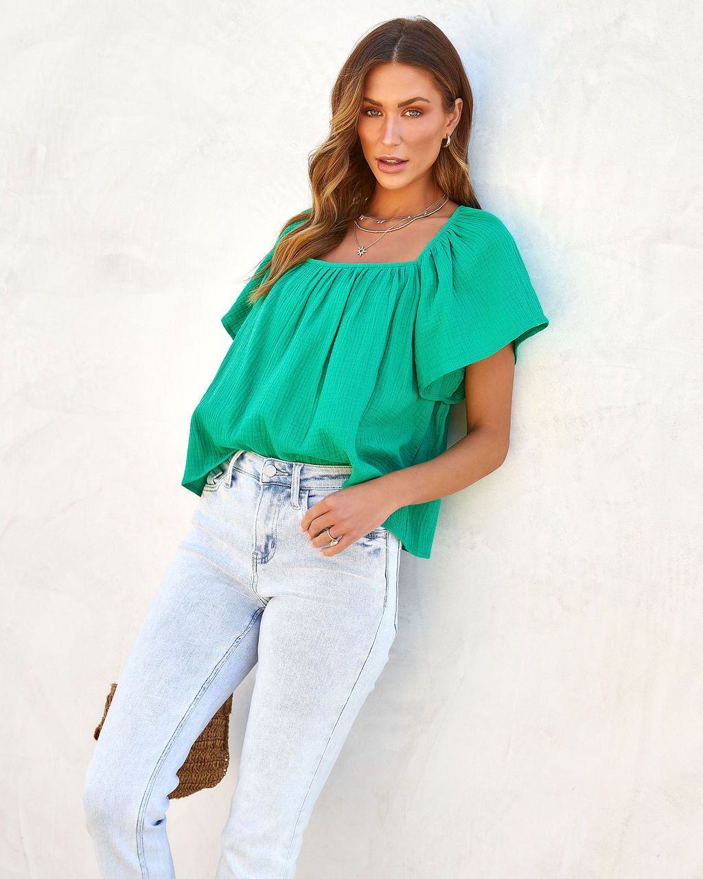 Kelly Anne Cotton Babydoll Top - Green - FINAL SALE sold by Vici product image thumbnail 5