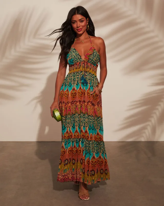 Vienna Vibes Abstract Print Maxi dress sold by Vici