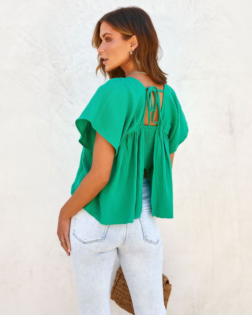 Kelly Anne Cotton Babydoll Top - Green - FINAL SALE sold by Vici product image thumbnail 2