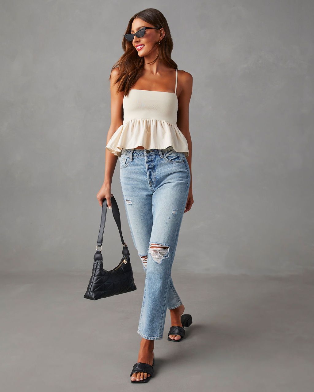 Holly Sleeveless Tie Back Top - Cream - SALE sold by Vici product image thumbnail 6