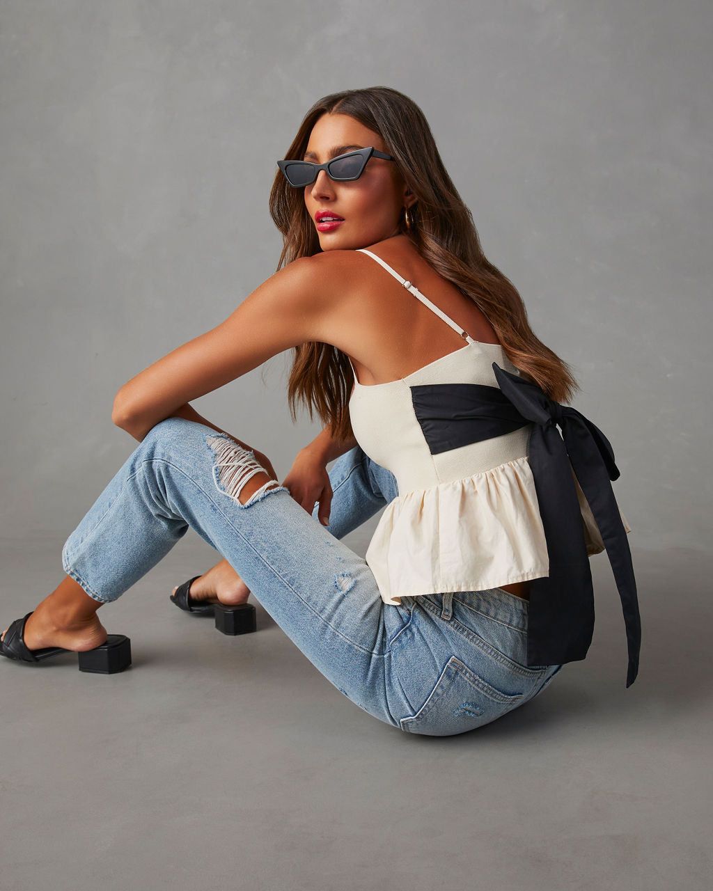 Holly Sleeveless Tie Back Top - Cream - SALE sold by Vici product image thumbnail 7