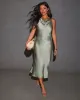 Coastal Crusader Cowl Neck Slip Midi Dress sold by Vici