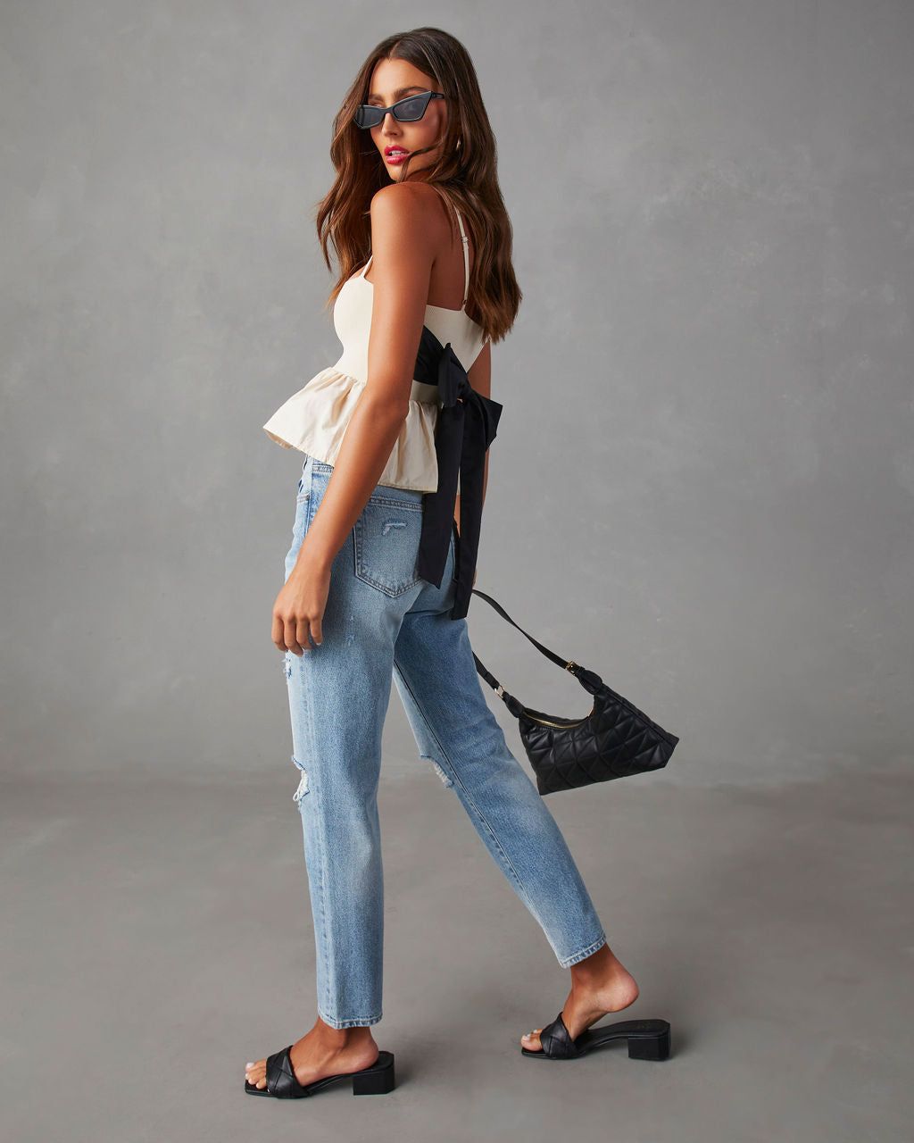 Holly Sleeveless Tie Back Top - Cream - SALE sold by Vici product image thumbnail 4
